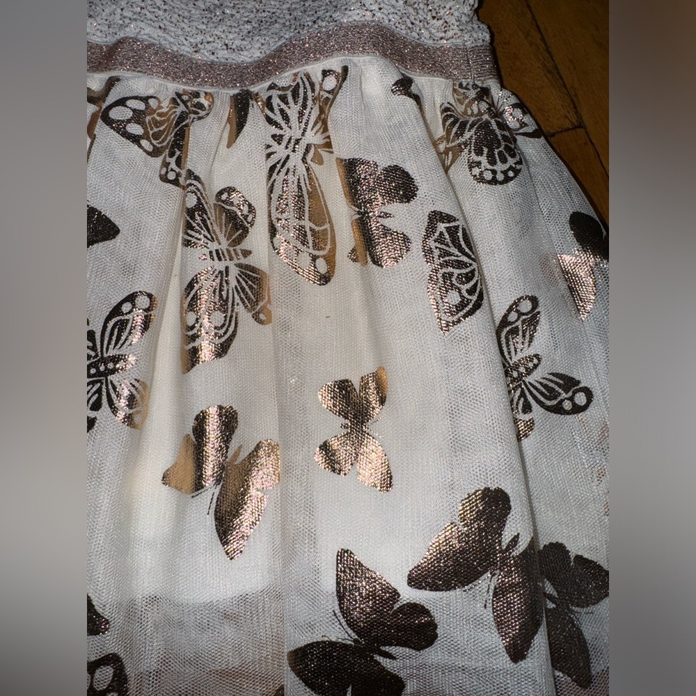 The Children’s Place Foil Rose Gold Knit To Woven Dress Size 12-18 Months - Picture 4 of 6